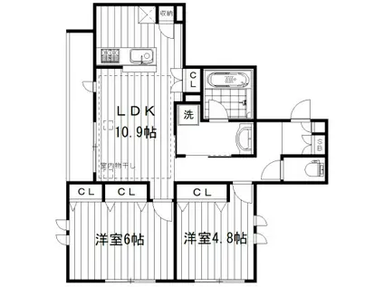 カーサセレーナ中野(2LDK/2階)の間取り写真
