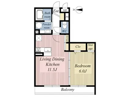 東武伊勢崎線 草加駅 徒歩5分 3階建 築6年(1LDK/2階)の間取り写真
