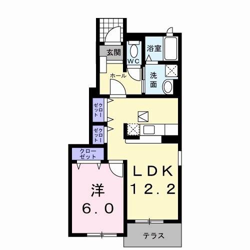 モーント シャイン C(1LDK/1階)の間取り写真