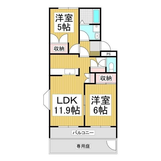 ビアン・シャトレーン(2LDK/2階)の間取り写真