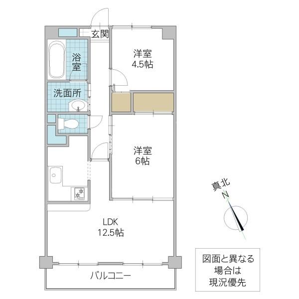 サンライフ土浦(2LDK/11階)の間取り写真