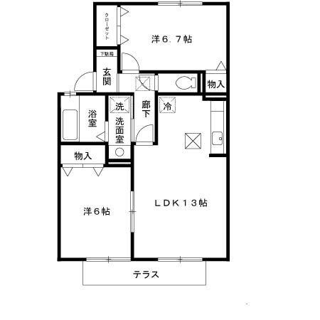 セジュールハピネスA棟(2LDK/1階)の間取り写真