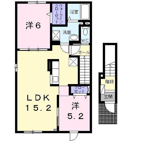 ストゥニールグリーン(2LDK/2階)の間取り写真