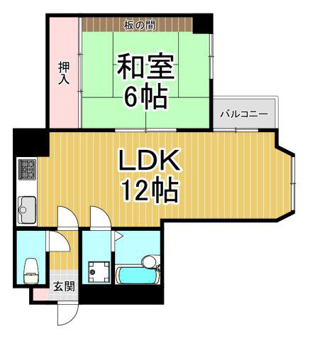 スリージェ甲子園口1(2DK/3階)の間取り写真