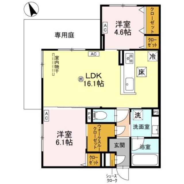 ファブール東羽衣(2LDK/1階)の間取り写真