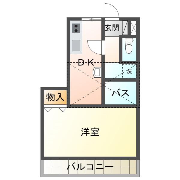 立花ビル(1DK/3階)の間取り写真