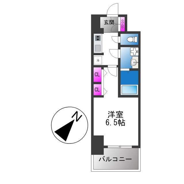 S-RESIDENCE堺BLAZE(1K/8階)の間取り写真