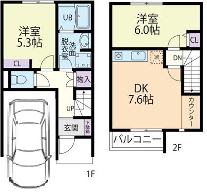 フロレゾン(2DK/1階)の間取り写真