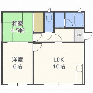 コーポ北斗(2LDK/1階)の間取り写真
