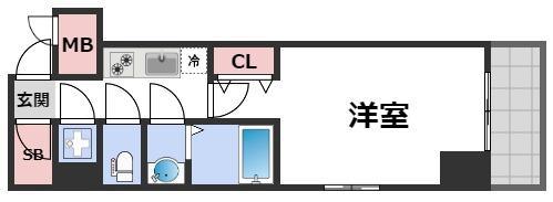 アーバンフラッツ心斎橋 (1K/5階)の間取り写真