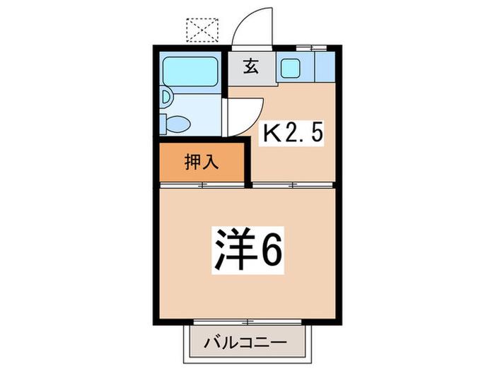 コスモハイツ鳳山(1K/2階)の間取り写真