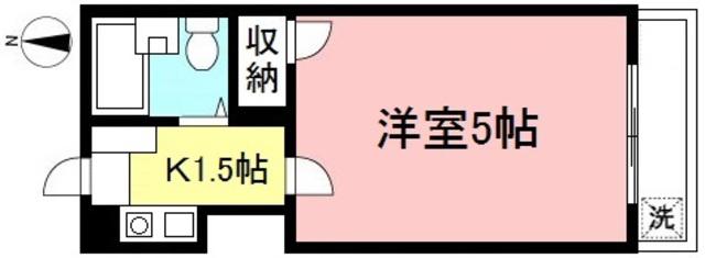 グランシャリオ富士見ヶ丘(1K/2階)の間取り写真