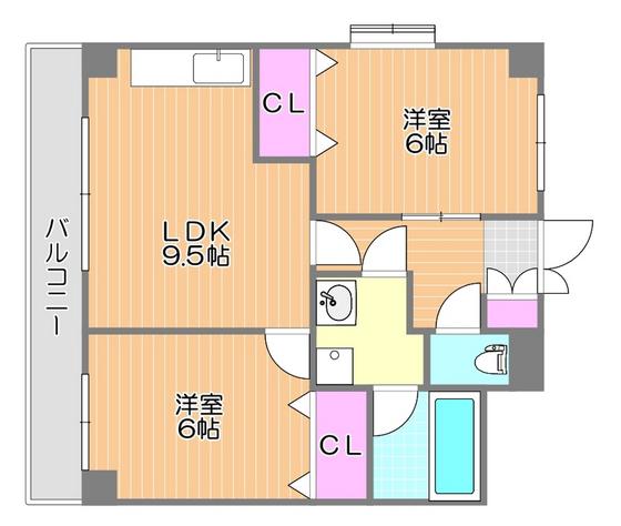 レポーゼI(2LDK/7階)の間取り写真