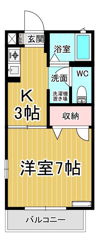 ラフォーレ・昴A(1K/1階)の間取り写真