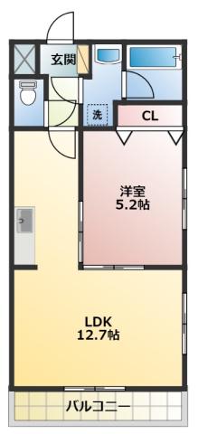 COMOS(1LDK/2階)の間取り写真