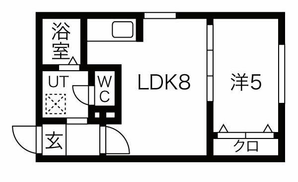 クリスタルN9(1LDK/2階)の間取り写真
