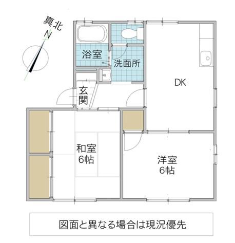 ハイツ富士(2DK/1階)の間取り写真