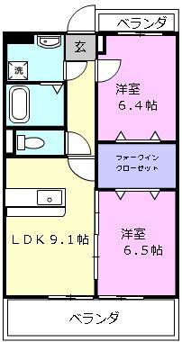 マジェスティ(2DK/1階)の間取り写真