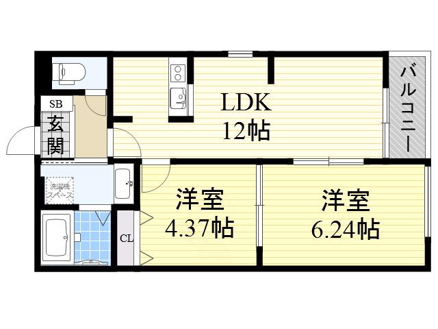 ベルリードあびこ(2LDK/3階)の間取り写真