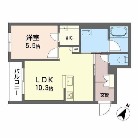 シャーメゾン イーストキャッスル(1LDK/2階)の間取り写真