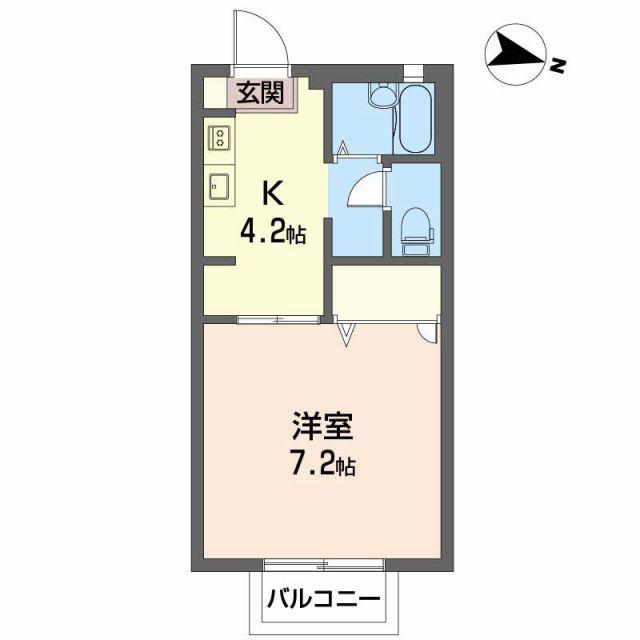 ディアス徳常(1K/2階)の間取り写真