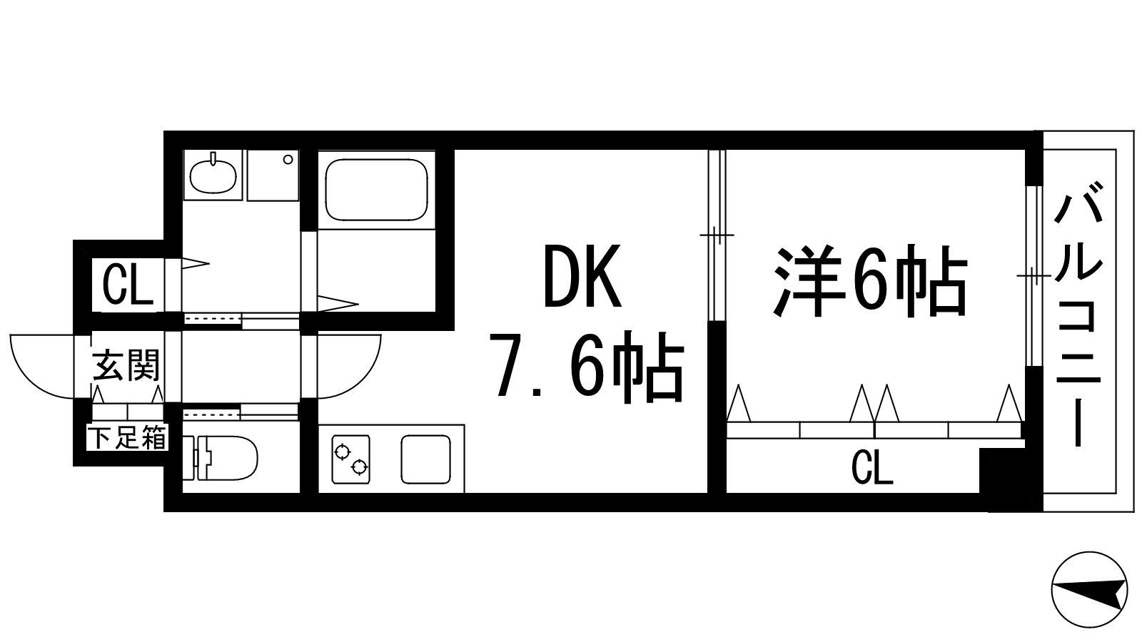 甲東園さくらいマンション(1DK/2階)の間取り写真