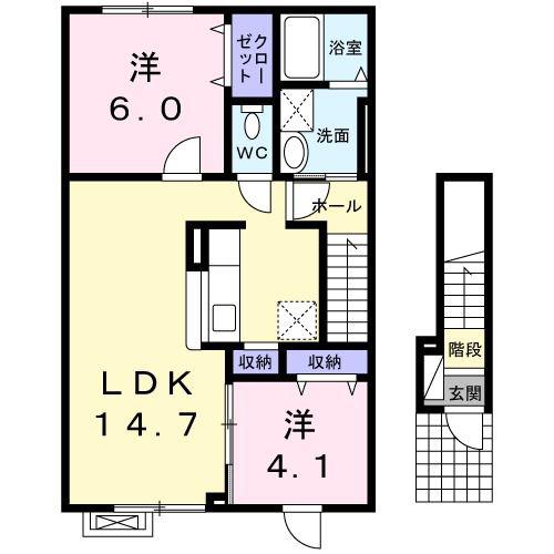 エル ゴルド(2LDK/2階)の間取り写真