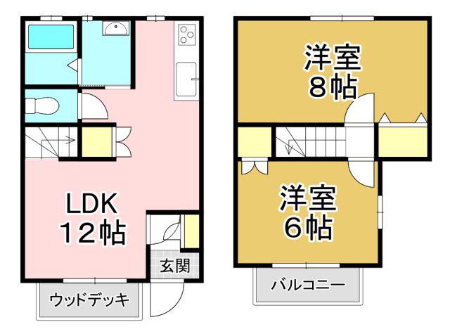 アヴェニールI(2LDK/1階)の間取り写真