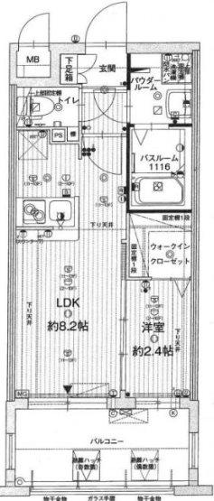 グランフォーレ博多駅東プレミア(1LDK/2階)の間取り写真