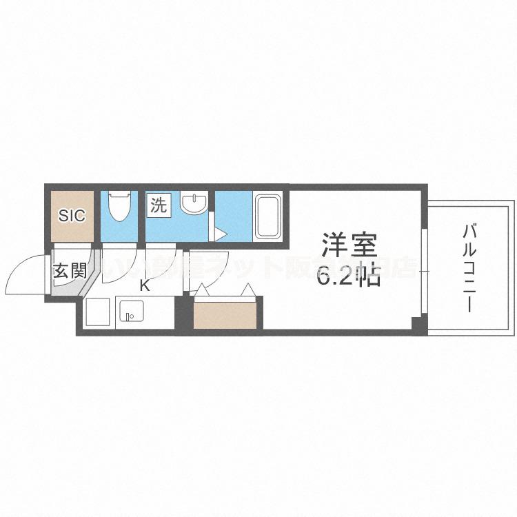 ワールドアイ梅田ウエスト(1K/9階)の間取り写真