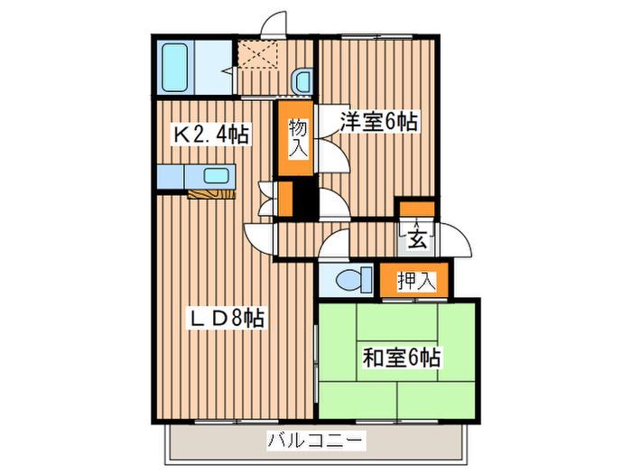 ハーベストコート(2LDK/3階)の間取り写真
