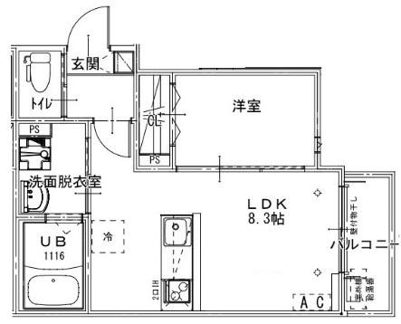 ASTRO RESIDENCE 西大宮(1LDK/1階)の間取り写真