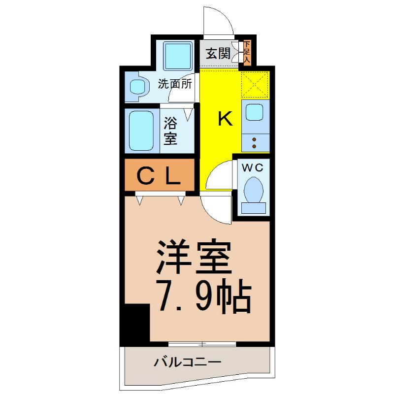 アゲート白壁(1K/7階)の間取り写真
