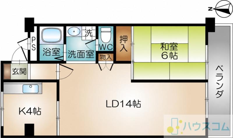 中津ハイツ78(1LDK/4階)の間取り写真