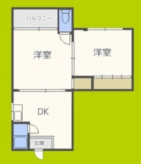 大和川パピレス(2DK/4階)の間取り写真