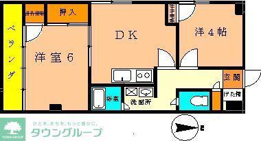 パールヴィラ西千葉(2DK/4階)の間取り写真