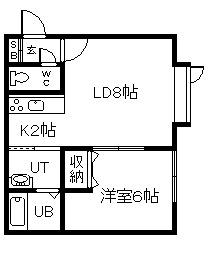 PEACEISLAND(1LDK/2階)の間取り写真