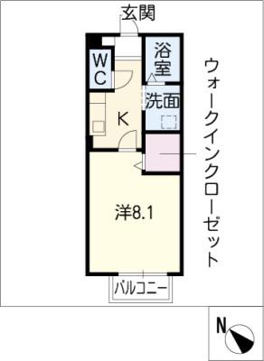 ボン・ヴォヤージュA(1K/1階)の間取り写真