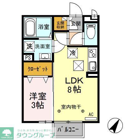 ヴィラフォレスタB(1LDK/1階)の間取り写真