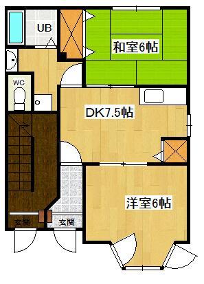 グランドールメゾンII(2DK/1階)の間取り写真