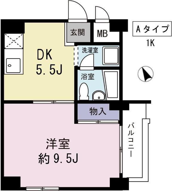 アパルトマン喜美よし(1DK/5階)の間取り写真