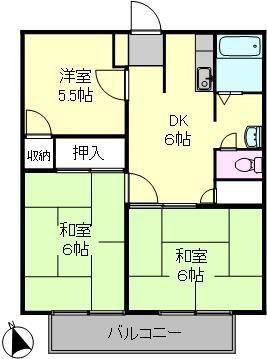 中島ハイツ(3DK/1階)の間取り写真