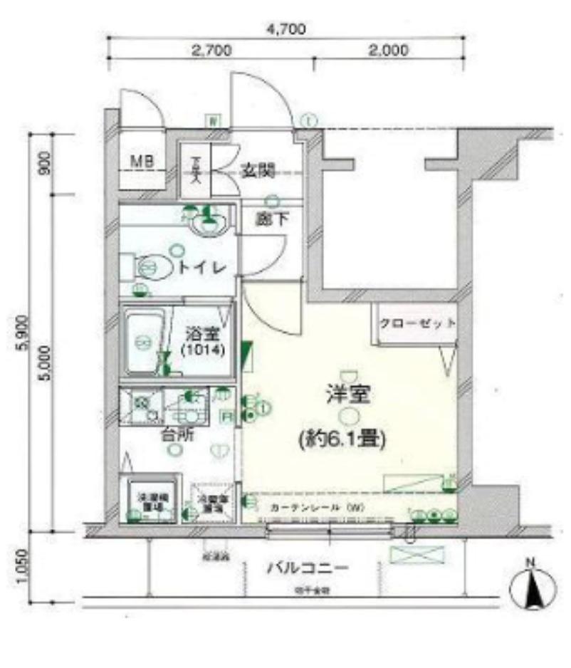 OLIO神田(1K/6階)の間取り写真