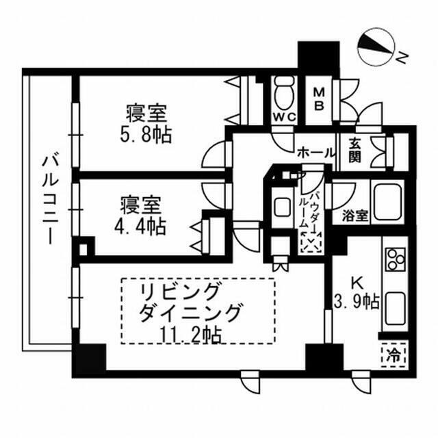 パークフラッツ学芸大学(2LDK/3階)の間取り写真
