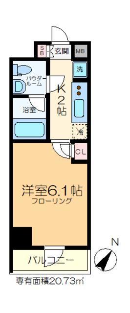 GENOVIA 綾瀬 SKYGARDEN(1K/7階)の間取り写真
