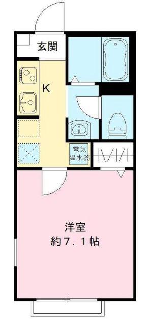アンソレイユ世田谷(1K/2階)の間取り写真