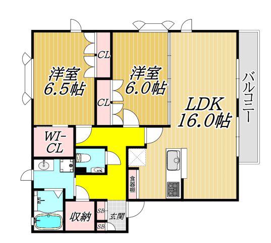 DAIKENN武庫之荘オストF(2LDK/1階)の間取り写真