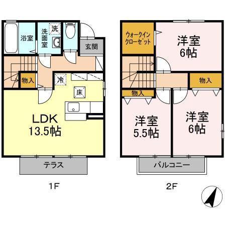 コンフォート小鶴II(3LDK/1階)の間取り写真
