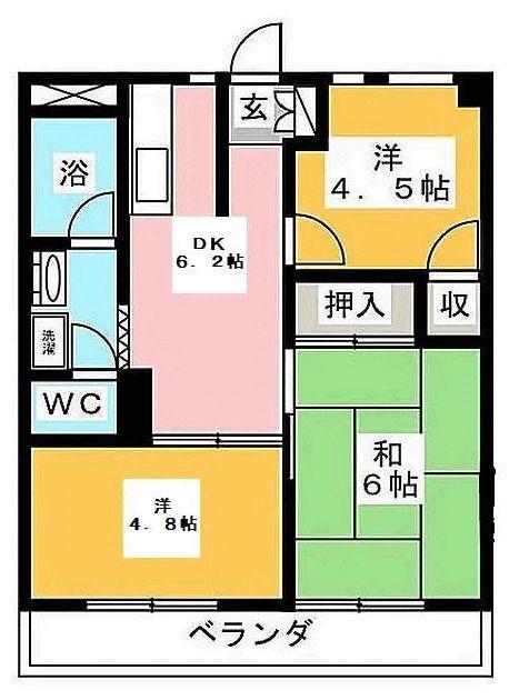 ハイシティ本郷台(3DK/4階)の間取り写真