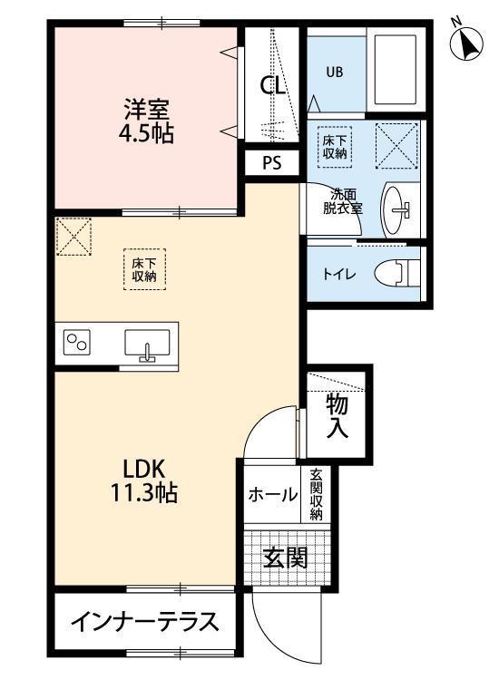 リーブルファイン久喜久喜東II(1LDK/1階)の間取り写真